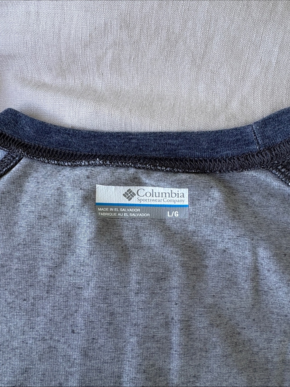 Columbia Kids Gray Long Sleeve Tee with Navy Trim